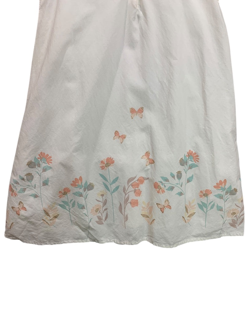 Size 8 Shabby Chic Girls White Sleeveless Shift Dress Embroidered