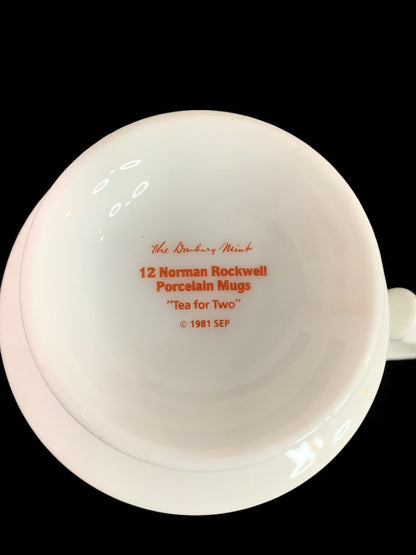 1981 Norman Rockwell Porcelain Pedestal Mug "Tea for Two" The Danbury Mint