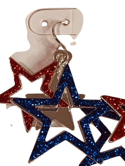 Claires New Pierced Hook Earrings Sparkly Stars 2 Inch Drop