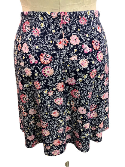 Small LOFT Pull On Knit Skirt Floral New Elastic Waist A-Line