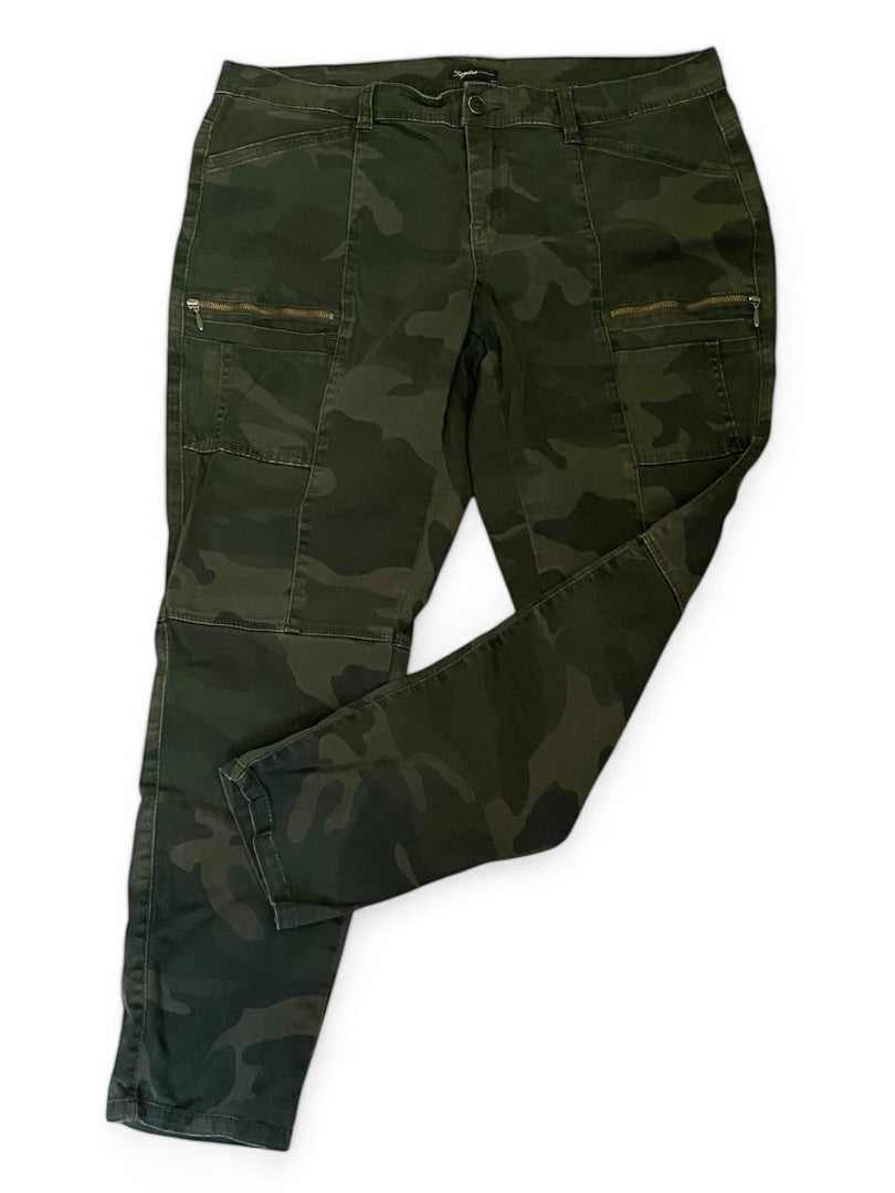 Size 16 Supplies Womens Gray Camo Tapered Pants Stretch Pockets 29 Inch Inseam