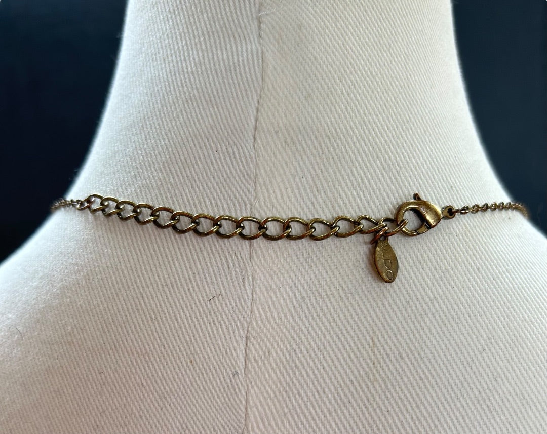 Aldo Faux Wooden Horn Pendant Necklace 26-38 Inch Copper Color