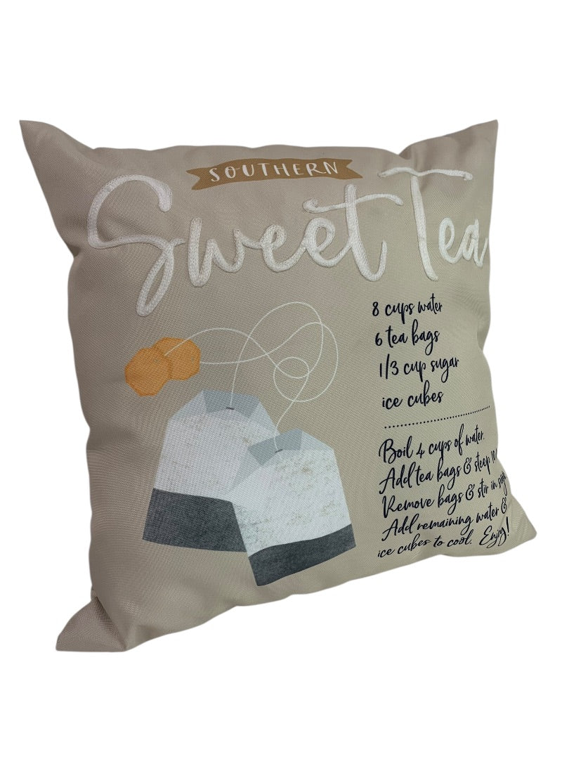 Southern Sweet Tea Throw Pillow Indoor Outdoor 18 Inch Square