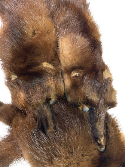 1950s Head to Tail Brown Mink Fur Scarf Vintage 54 Inch