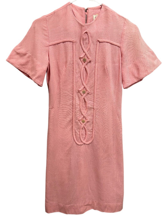 For JPs Only Womens Dress Pink Vintage Braided Front 60s Mod Style