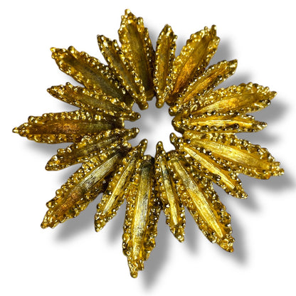 Signed Avon Vintage Textured Flower Brooch Pin 2.4 Inch Diameter