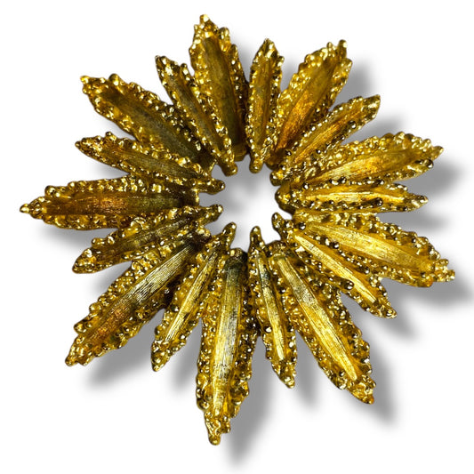 Signed Avon Vintage Textured Flower Brooch Pin 2.4 Inch Diameter