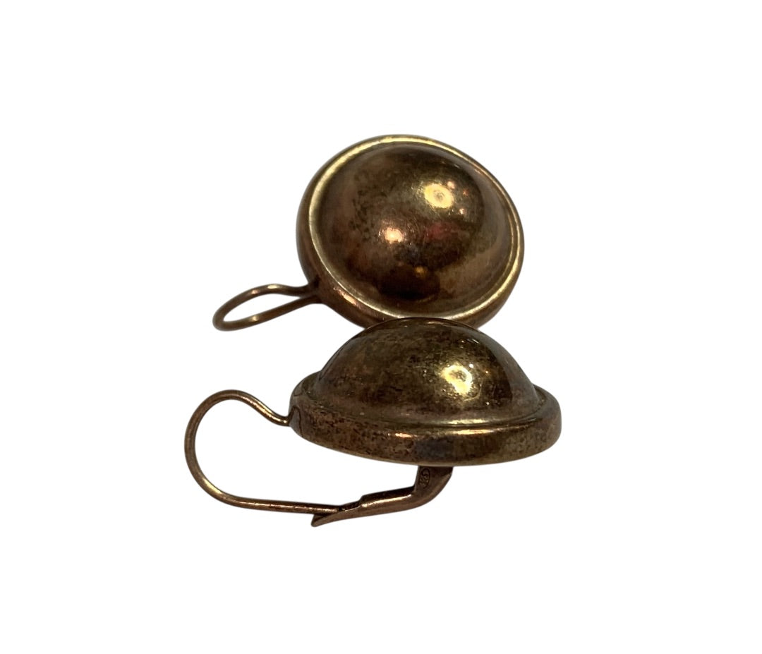 Signed Copper Color Leverback Earrings   Round 1 Inch Drop