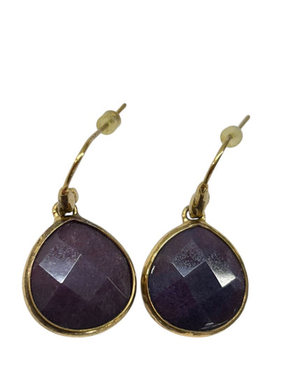 Goldtone Purple Fish Hook Earrings 1.2 Inch Drop Dangle