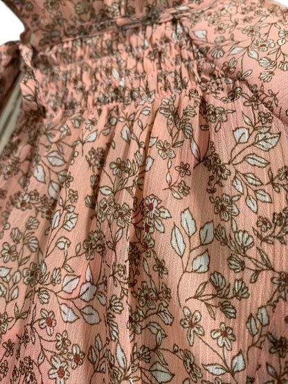 XSP Loft Petites Pink Floral Sheer Womens Blouse with Attached Camisole Long Sleeve