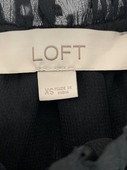 XS Loft Womens Sheer Black Swiss Dot Blouse Shirt