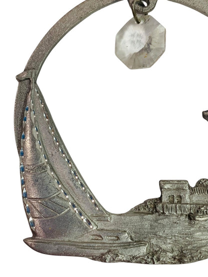 Spoontiques Pewter Ornament Suncatcher Prism Lighthouse Sailboat 3"