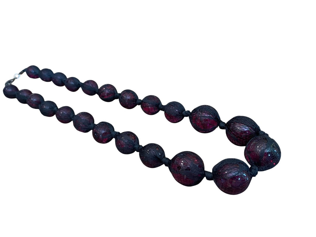 Express Black Netted Graduated Purple Sphere 28 Inch Necklace