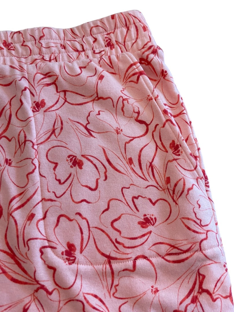 5X Any Body Elastic Waist Floral Knit Pants Pockets Pink Womens New