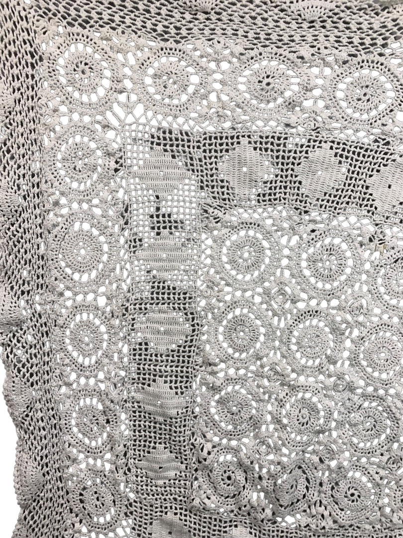 White Crochet Handmade Tablecloth Table Linen 35 Inches Square