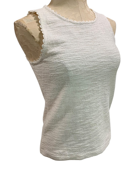 XS J.Crew Womens White Stretch Tweedy Sleeveless Shirt AJ095