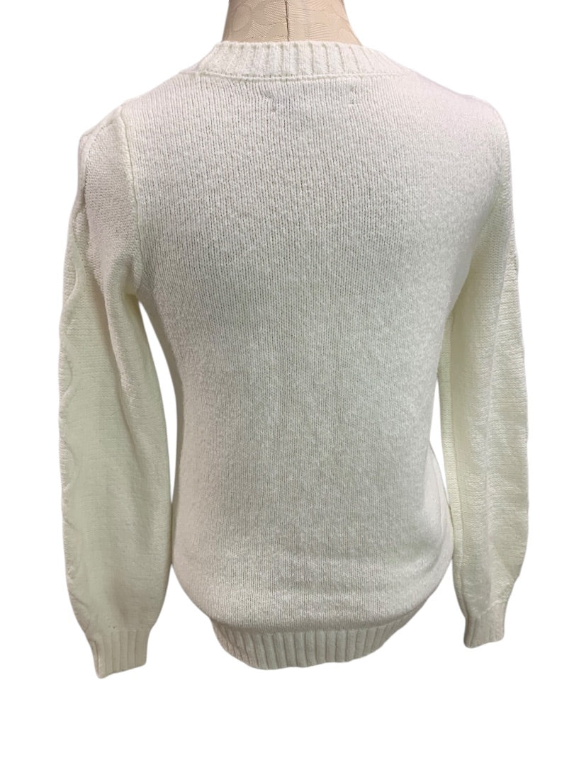 XS Loft Womens Off White Sweater Pullover Crew Neck Soft