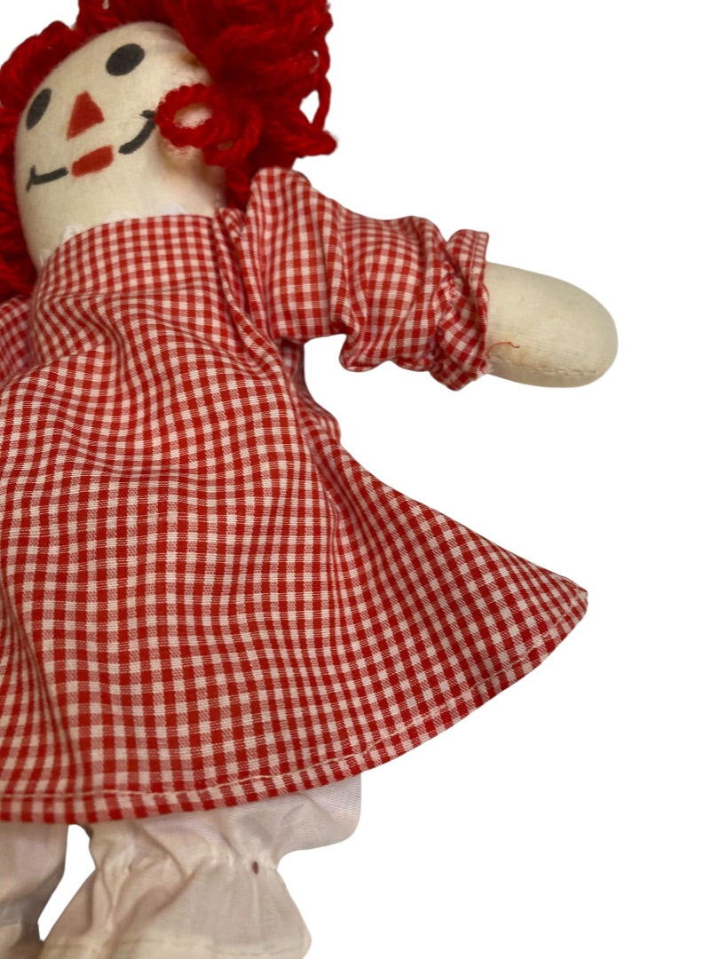 Vintage Raggedy Ann Rag Doll 12 Inch Handmade Red Gingham