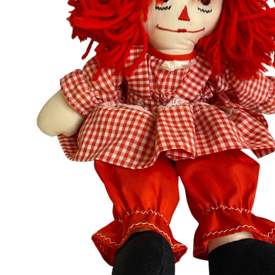 Vintage Raggedy Ann Rag Doll Handmade Red Gingham 16"