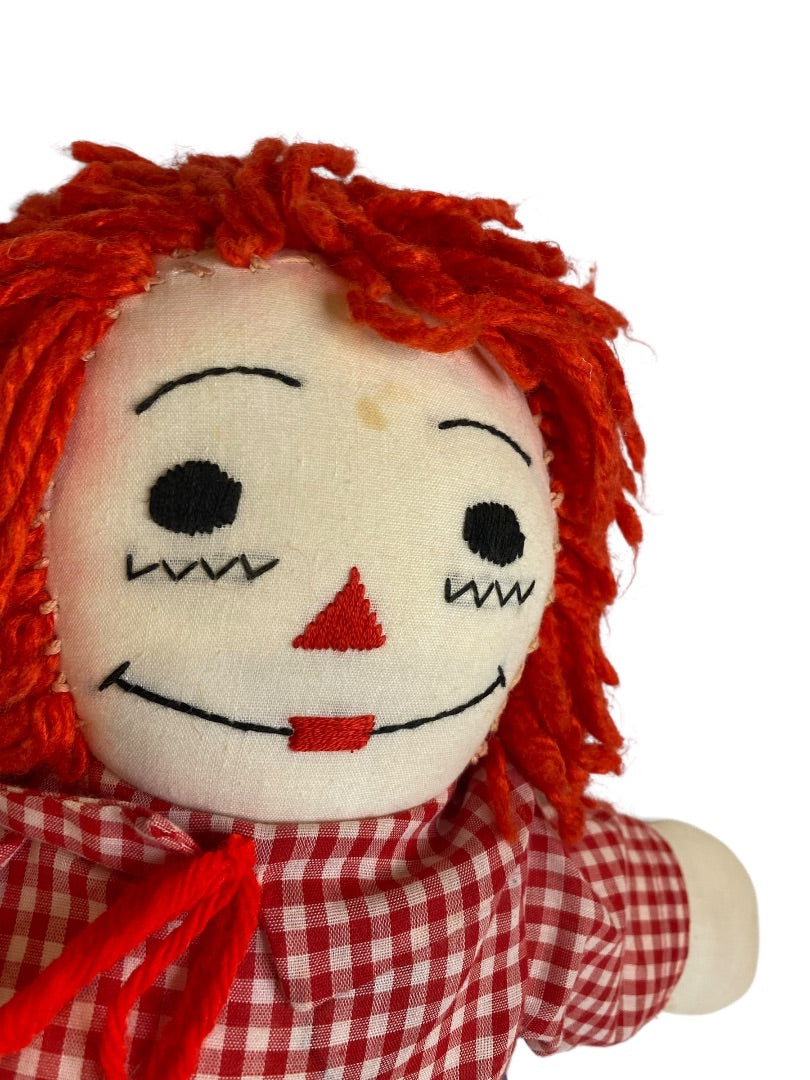 Vintage Handmade Raggedy Andy Rag Doll 19" Embroidered Face