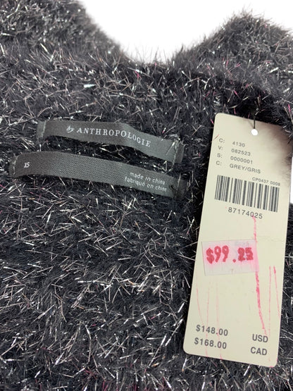 XS by Anthropologie New Eyelash Knit Mini Dress Sweater Silver Gray