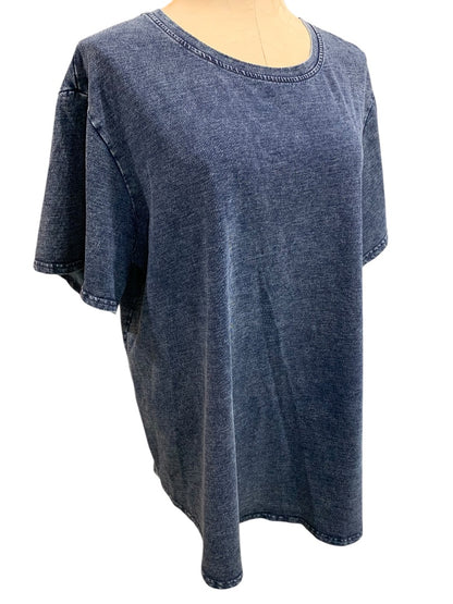 2X Jane & Delancey Womens Denim Look Tshirt Short Sleeve Blue