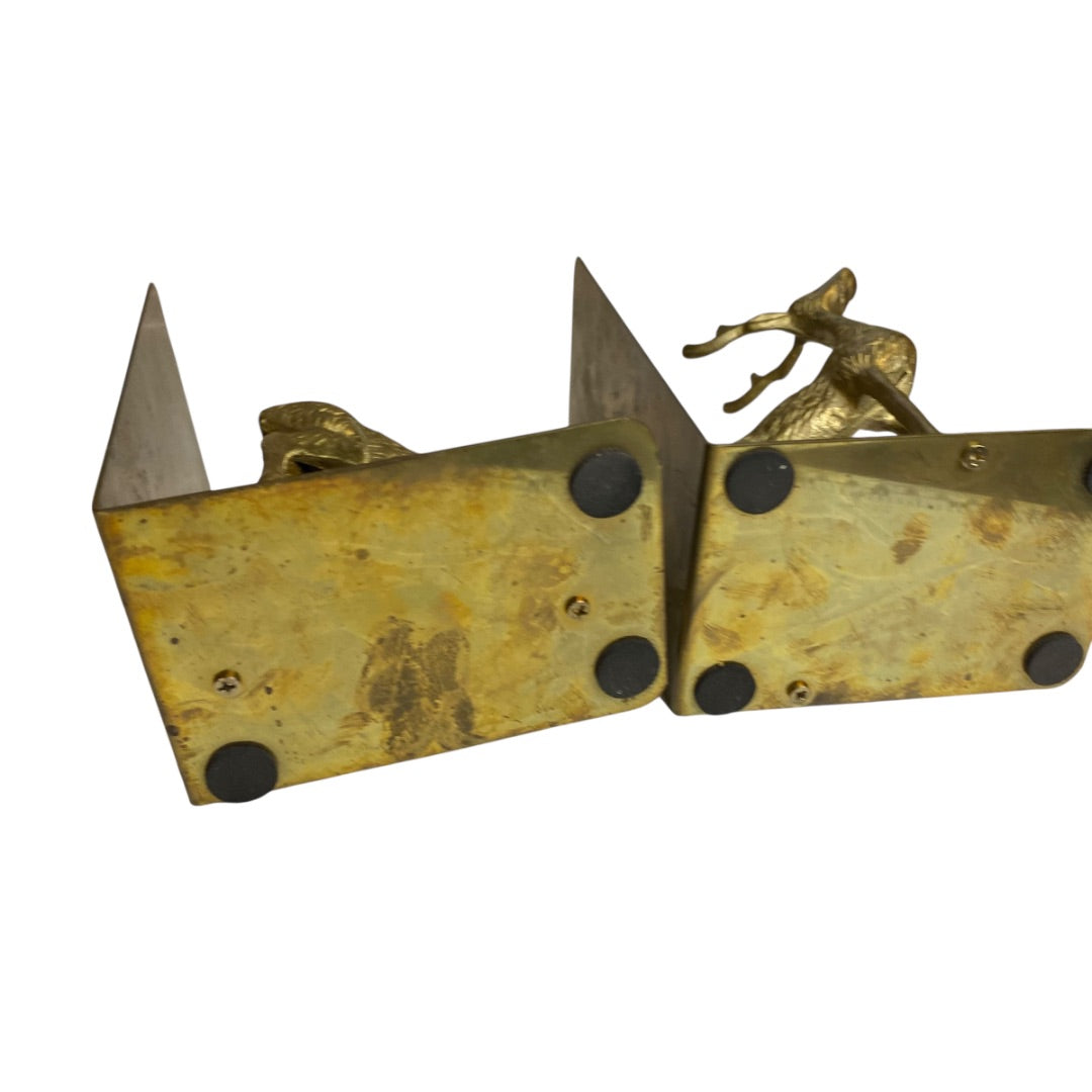 Vintage Brass Deer Bookends Buck and Doe Bookends  Book Support Brackets