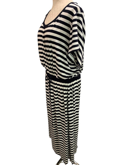 3X Michael Kors Womens Striped Soft Jersey Knit Maxi Dress Black White