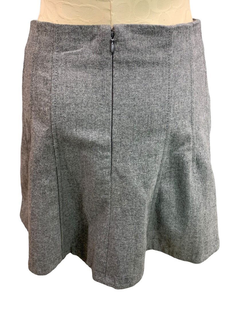 Size 4P Loft Petites Gray Lined A-Line Skirt Wool Blend