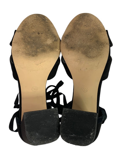 Size 5.5 Loft Womens Lace Up Black Faux Suede 3.5" Heels Shoes