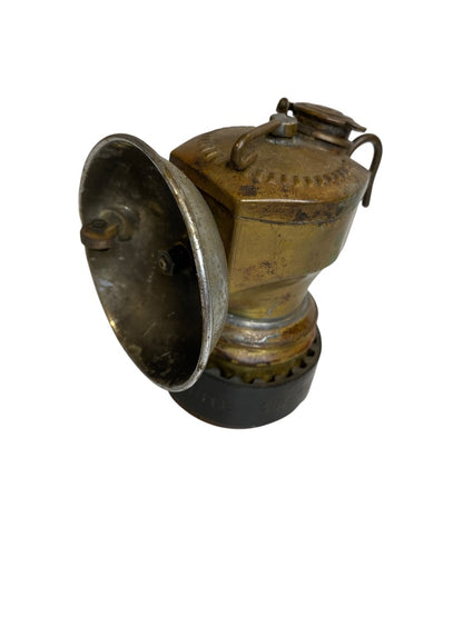 Vintage JustRite Carbide Miners Lamp Steampunk Brass with Grip Band