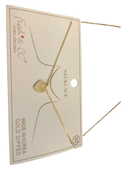 Fresh & Co Cubic Zirconia Gold Dipped 16.5"-17.5" Necklace New Heart Pendant