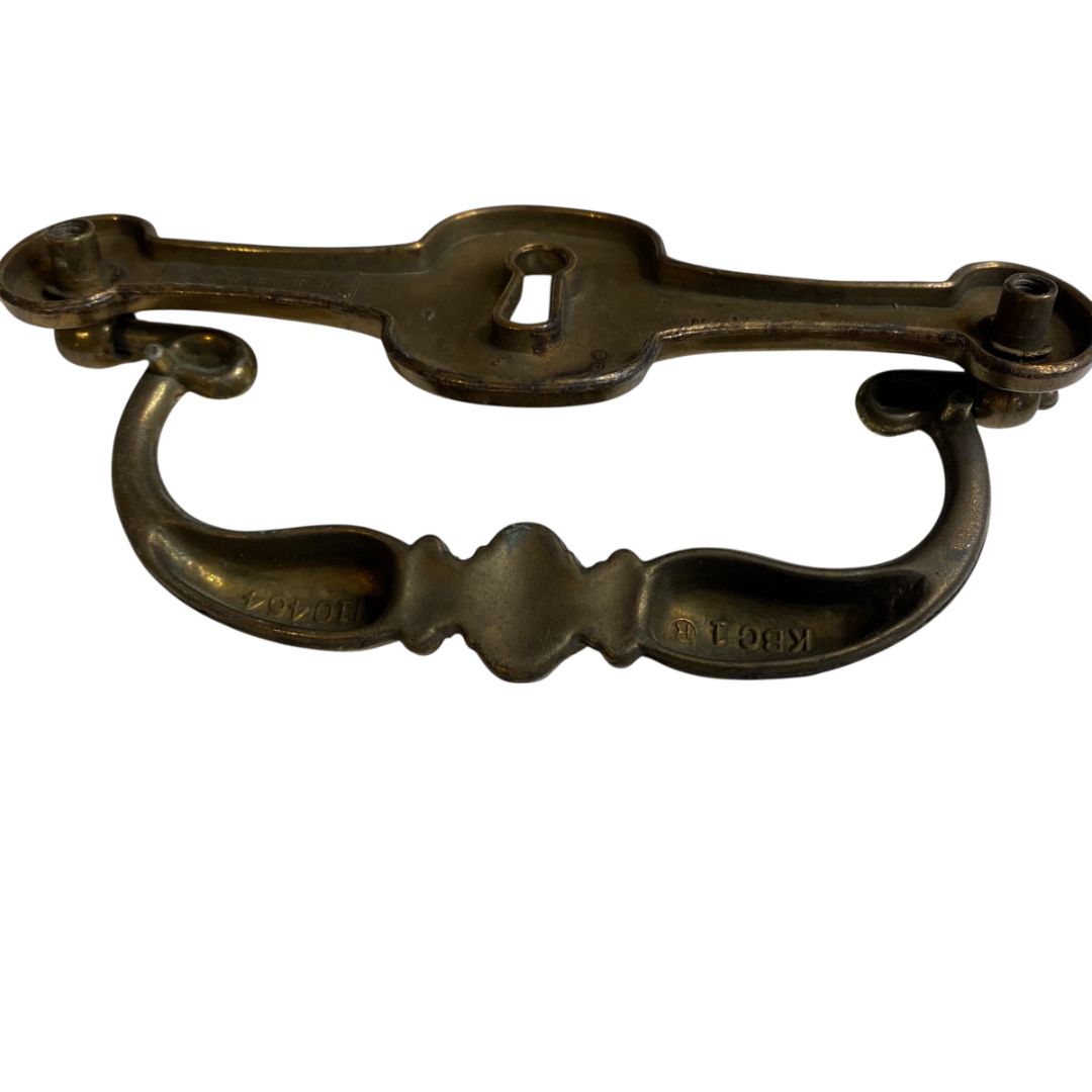 1970s Set of 4  Drawer Pulls 4.25" with 5" Plate Keeler Brass
