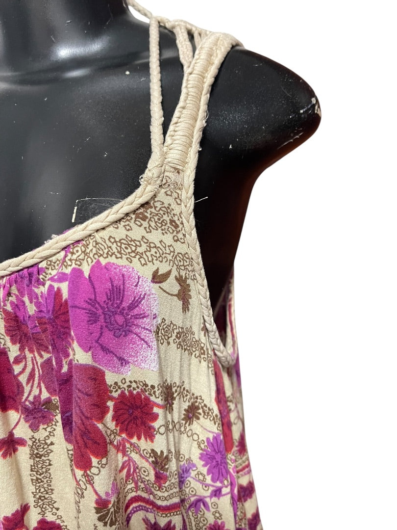 Small Free People Sleeveless Floral Tank with Braided Straps