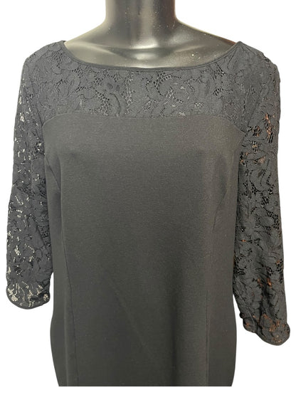 Size 16 Talbots Lace 3/4 Sleeve Back Zipper Dress Black