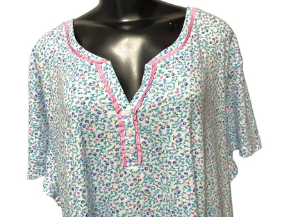 3X Karen Neuburger Floral Short Sleeve Nightgown