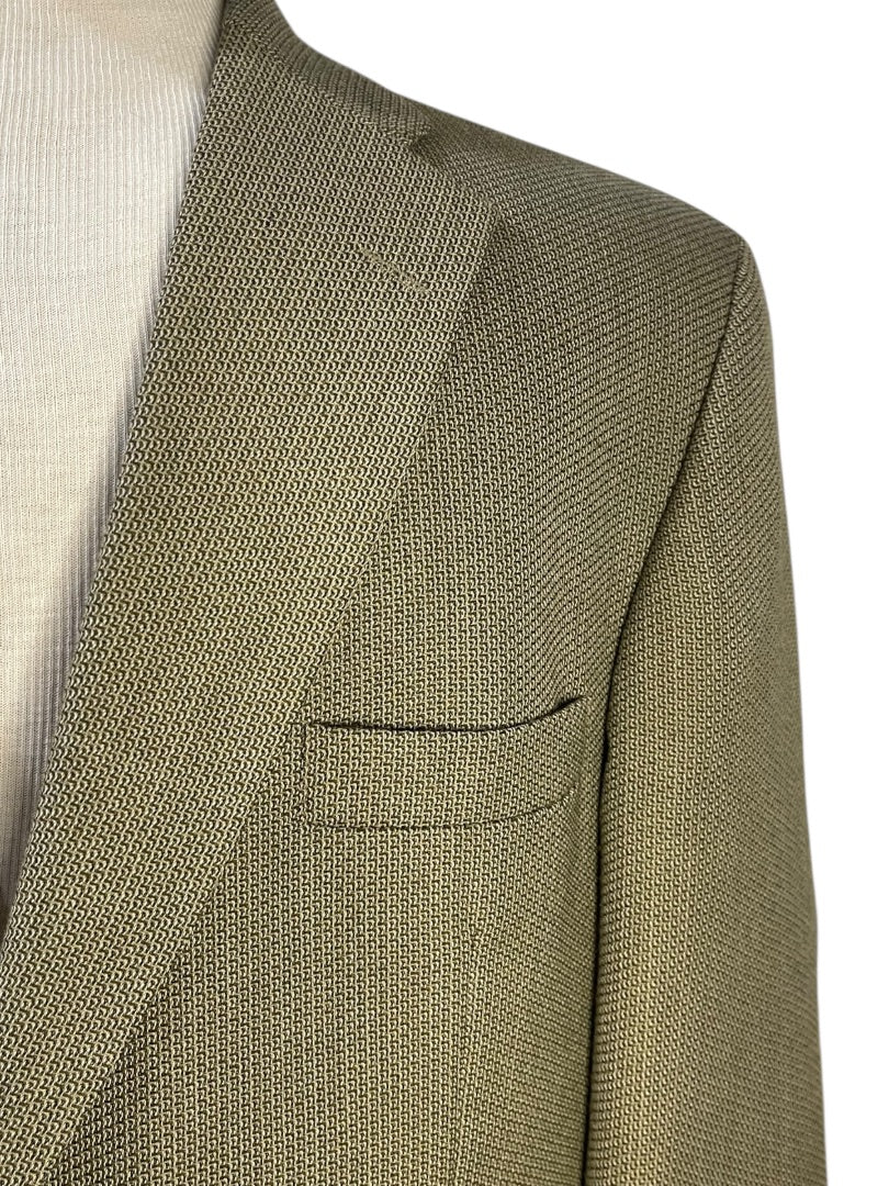 Size 46R Haggar Collections 2 Button Mens Sport Coat Olive Wool Blend