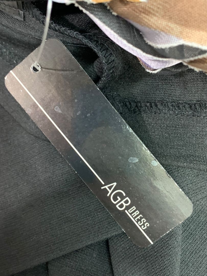 Size 14 AGB Dress New Black Skirt Metallic Color Sheer Bodice Lined