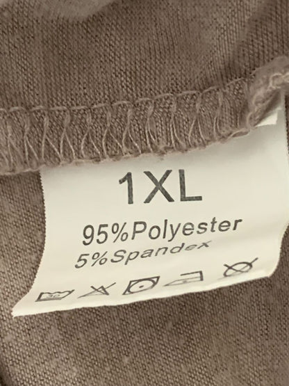 Size 1XL Womens Taupe V-Neck Short Sleeve Tshirt Loose Fit