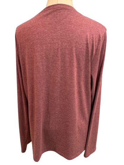 Size XXL Womens Long Sleeve V-Neck Tshirt Burgundy Heathered
