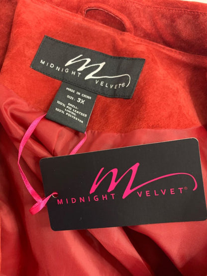 Size 3X Midnight Velvet Womens Red Suede Western Jacket Fringe New