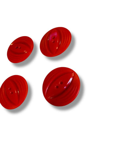 Set of 4 Midcentury Red Plastic Buttons  Craft Sew 1.4" Diameter Retro