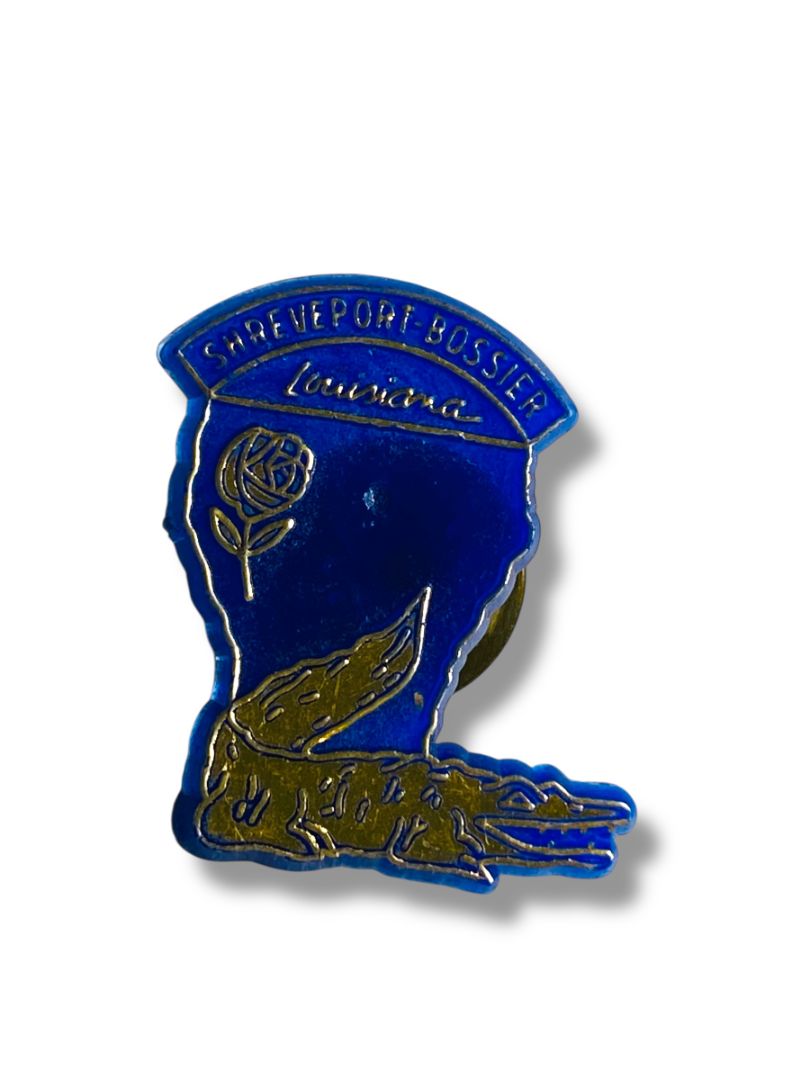Vintage Louisiana Pin State Alligator Shreveport Bossier 1" Plastic