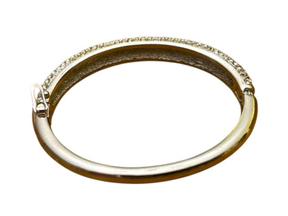 Christian Dior Silvertone Hinged Bangle Bracelet Crystal Pave Hallmarked