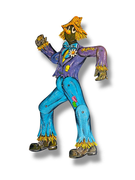 Vintage Articutated Scarecrow Decor Fall Autumn 15.5" Beistle USA Die Cut