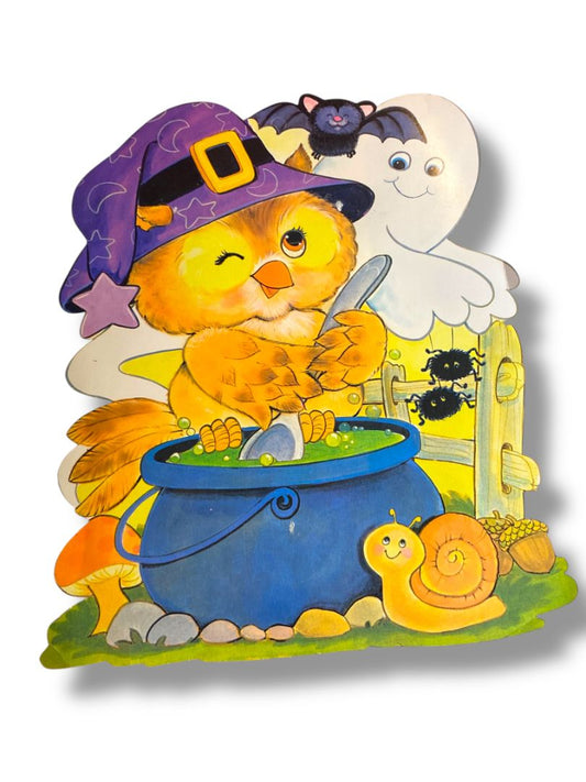 Vintage Cutout 14" Halloween Decor Owl Ghost Cauldron Bat Cute