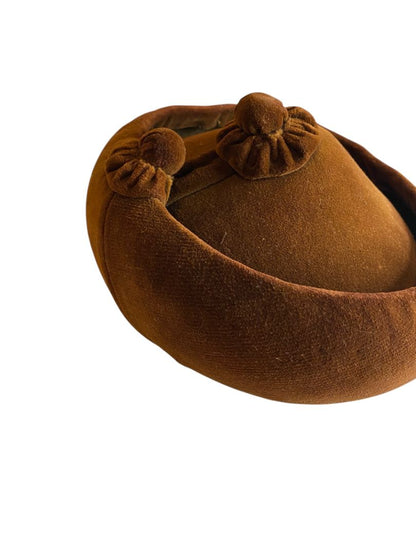 Size 6 1/4 Vintage Brown Velvet Womens Hat Padilla Sevilla 19.5"