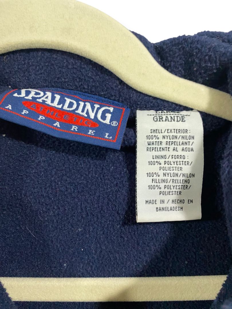 Size Large Spalding Athletic Mens Navy Blue Green Hooded Coat Full Zip