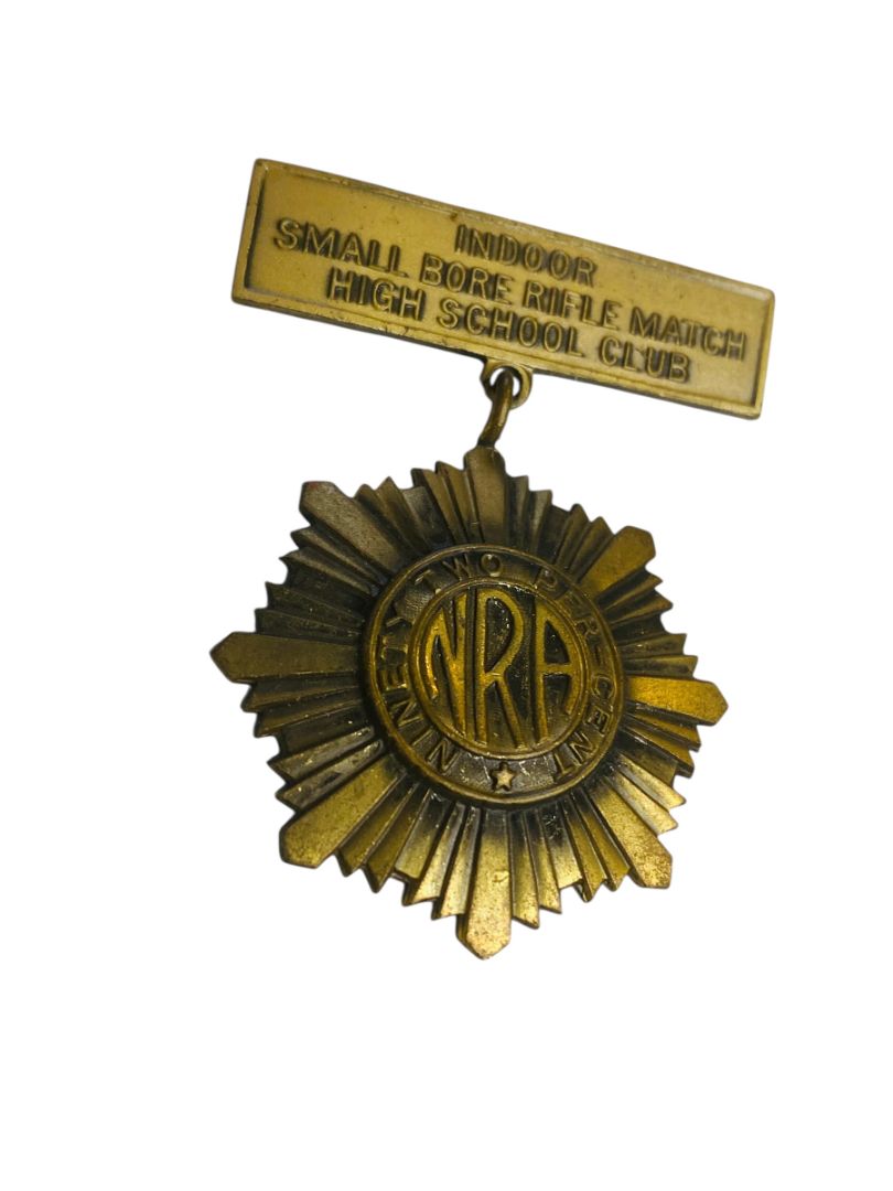 Vintage NRA Badge 2" Pin Indoor Small Bore Rifle Match High School Club 92%