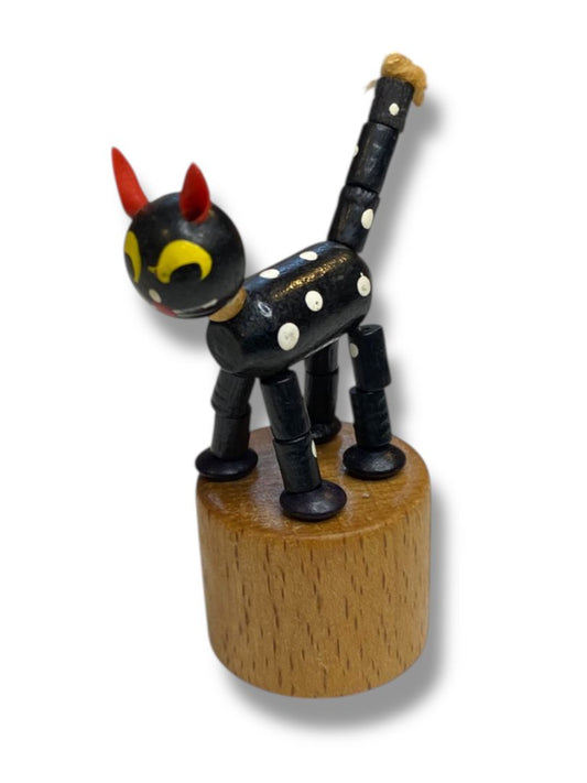 Vintage Siltoys 3" Collapsible Thumb Push Toy Black Cat Italy